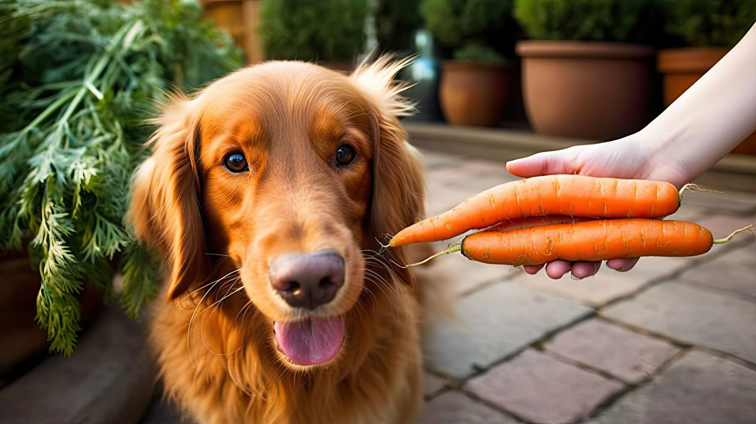 犬がニンジンを食べている画像