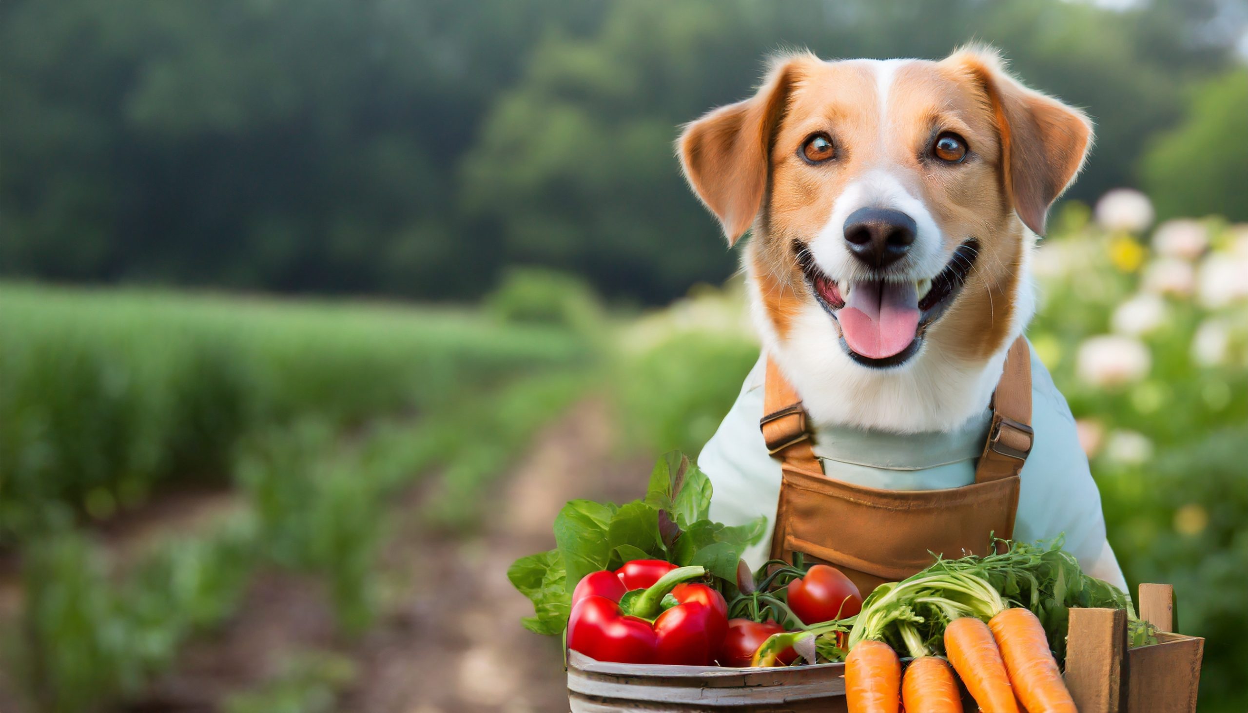 犬とトマトの画像