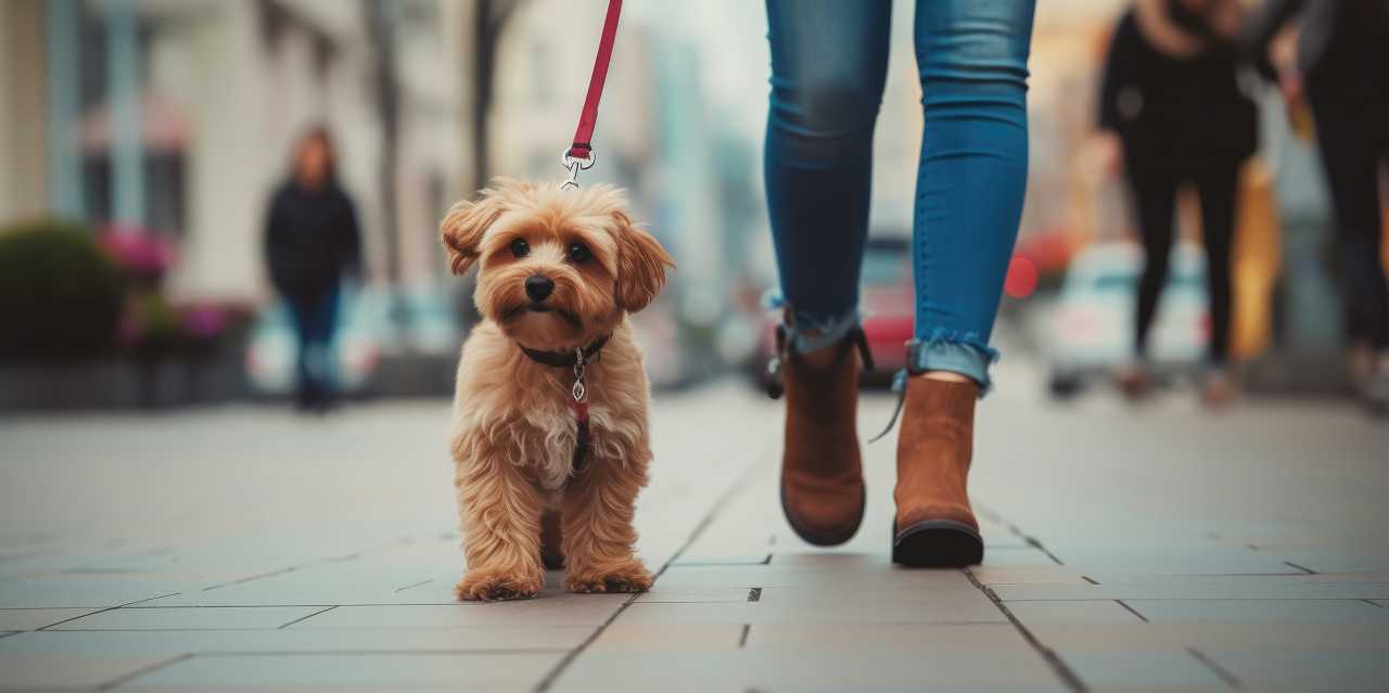 子犬の散歩