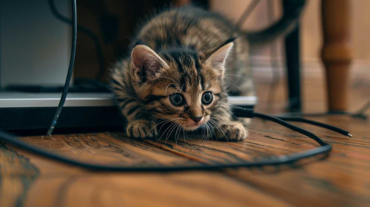 猫の電源コードでの感電